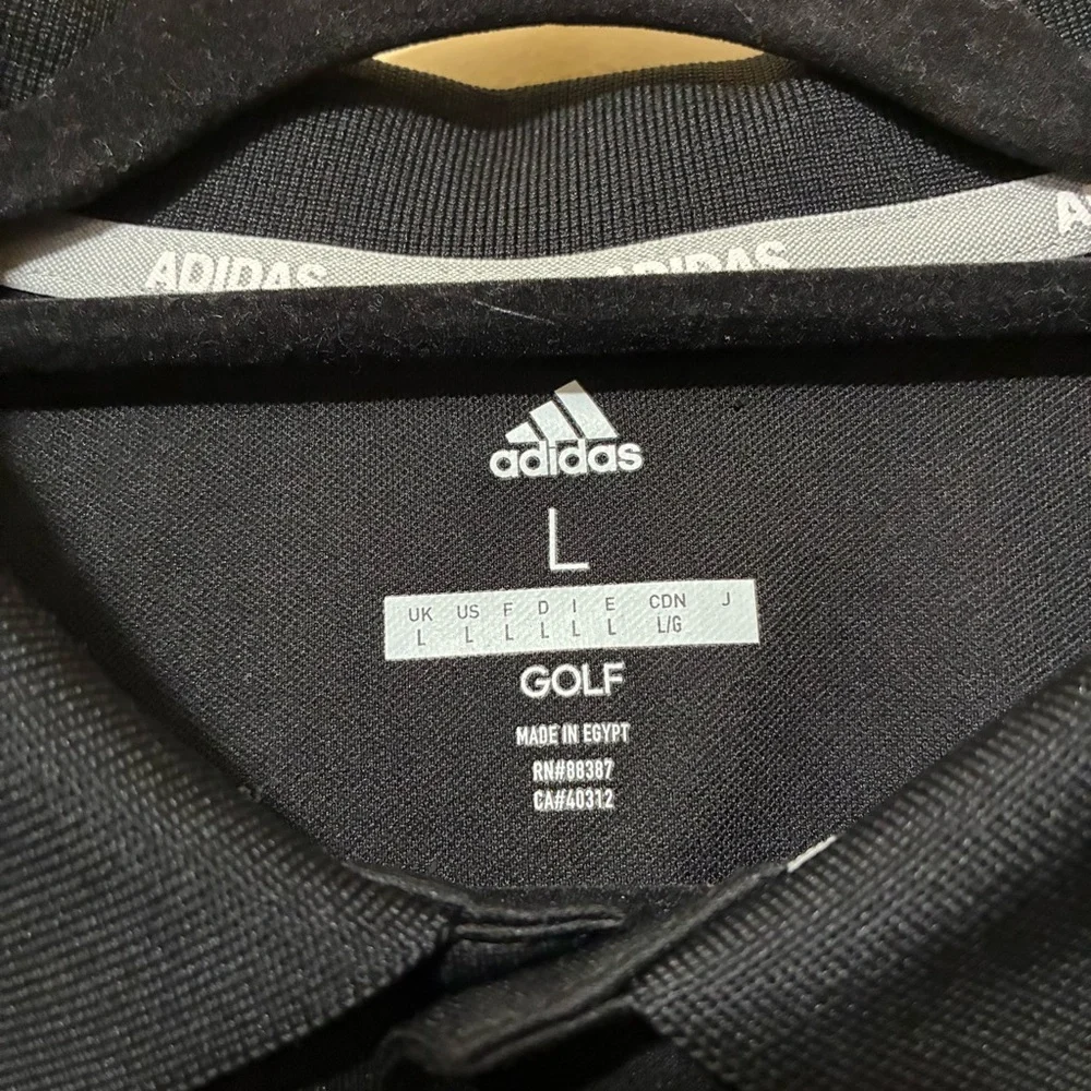 Adidas 3 Stripe Golf Polo Men’s L Black Tennis Short Sleeve Pullover